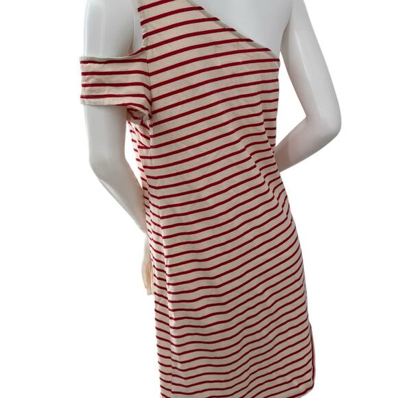 ANTHROPOLOGIE Maeve Striped Red and White One-Shoulder Dress Size Medium - Picture 4 of 6